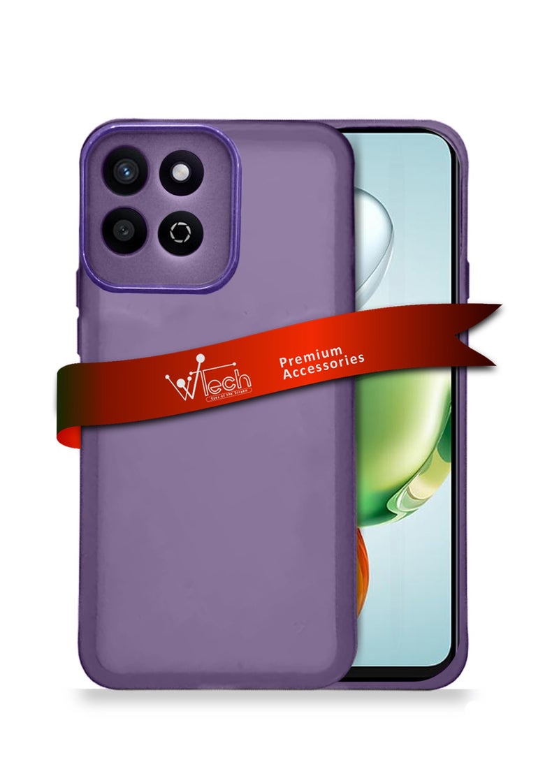 دبليو تيك Honor X7c 4G 2024 هاتف ناعم شفاف TPU سيليكون فائق النحافة أنيق مطلي بالكهرباء غطاء حقيبة خلفية للكاميرا - أرجواني باذنجاني - Image 1