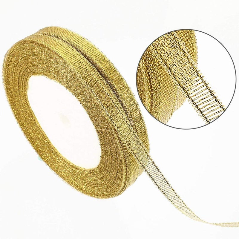 DIY Crafts Design # No 1, Pack Of 5 Roll, Gold Glitter Ribbons Metallic Ribbons for Crafters Gifts Wrapping Decorations (Pack of (Design # No 1, Pack Of 5 Roll) - Image 3