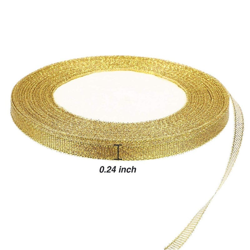 DIY Crafts Design # No 1, Pack Of 5 Roll, Gold Glitter Ribbons Metallic Ribbons for Crafters Gifts Wrapping Decorations (Pack of (Design # No 1, Pack Of 5 Roll) - Image 4