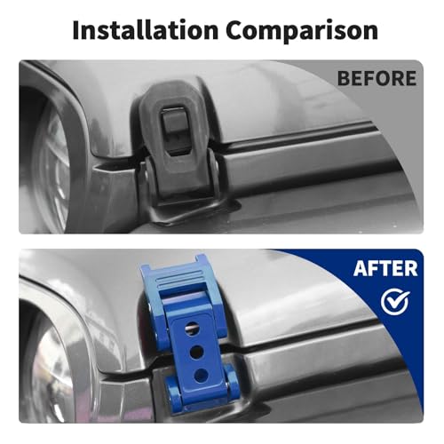 JWWY for Jeep Wrangler Hood Latches Clamp Aluminum Stainless Steel Hood Catch Fastene with Lock Kit Compatible with Jeep Wrangler JKJKU 20072017 JLJLU 20182025Gladiator JT 20202025 4xe Blue A - Image 3