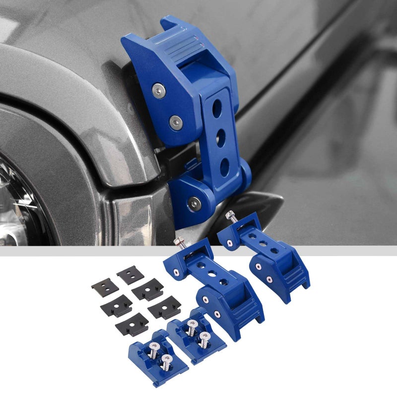 JWWY for Jeep Wrangler Hood Latches Clamp Aluminum Stainless Steel Hood Catch Fastene with Lock Kit Compatible with Jeep Wrangler JKJKU 20072017 JLJLU 20182025Gladiator JT 20202025 4xe Blue A - Image 2