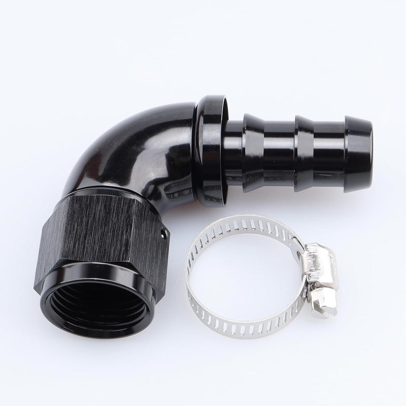 AC PERFORMANCE 90 Degree -10 AN Swivel Female to barb 5/8" Push on Lock Hose End Full Flow Fitting Aluminum Black - Image 4