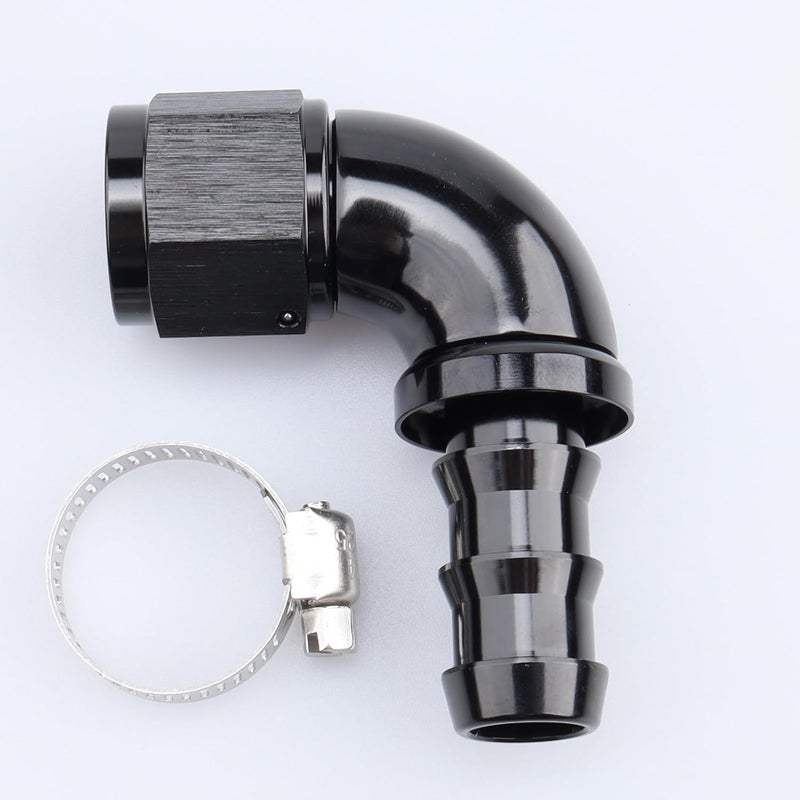 AC PERFORMANCE 90 Degree -10 AN Swivel Female to barb 5/8" Push on Lock Hose End Full Flow Fitting Aluminum Black - Image 2