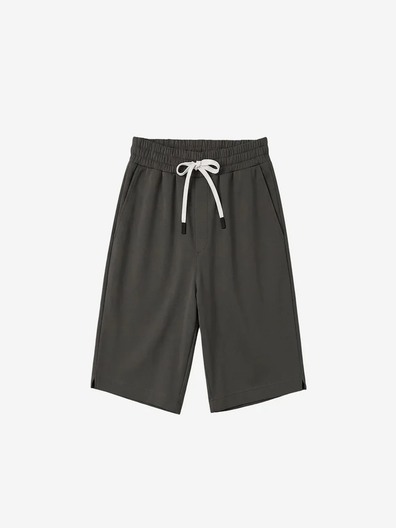 Tommylife Charcoal Grey TOMMY Men's Mid Waist Jersey Shorts for Men | Best Price UAE