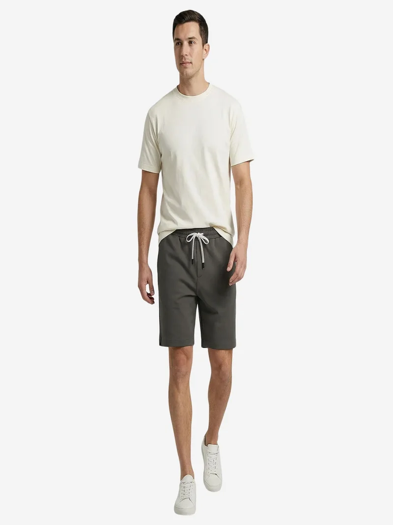 Tommylife Charcoal Grey TOMMY Men's Mid Waist Jersey Shorts for Men | Best Price UAE