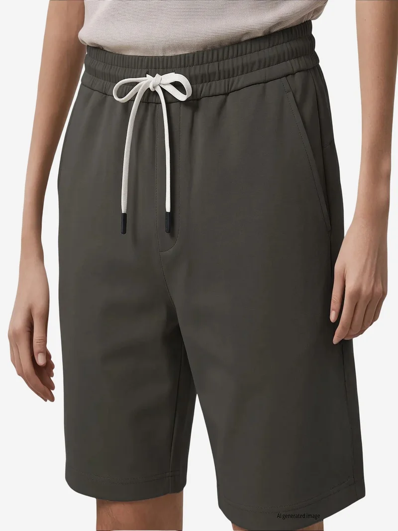 Tommylife Charcoal Grey TOMMY Men's Mid Waist Jersey Shorts for Men | Best Price UAE