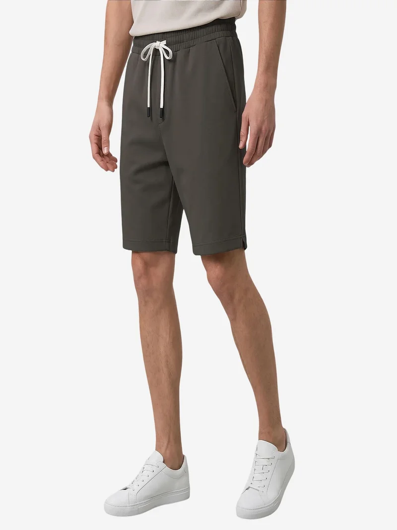 Tommylife Charcoal Grey TOMMY Men's Mid Waist Jersey Shorts for Men | Best Price UAE