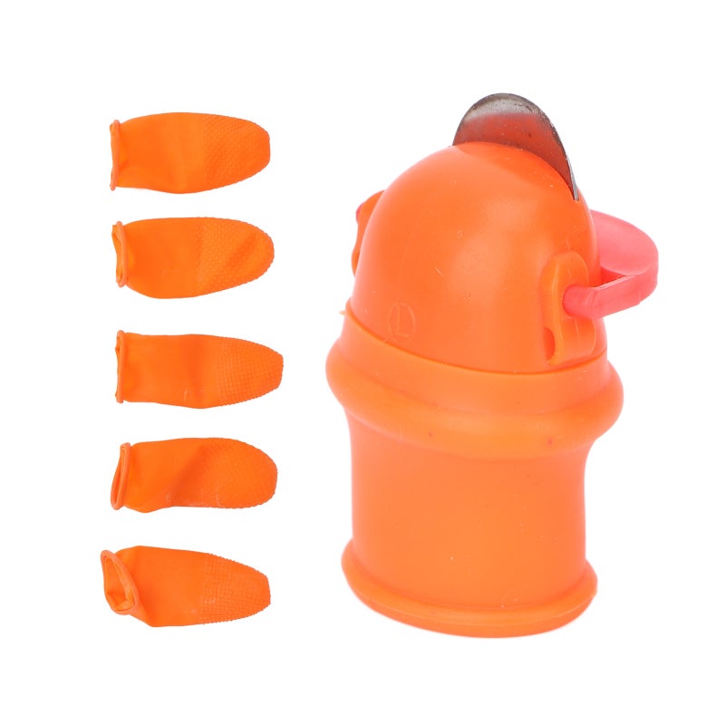 Stainless Steel Thumb Knife Set 1 Silicone Knife 5 Elastic Finger Sleeves - Durable Easy Clean Thumb Knife For Home Garden Fruit Vegetable Harvesting - Image 2