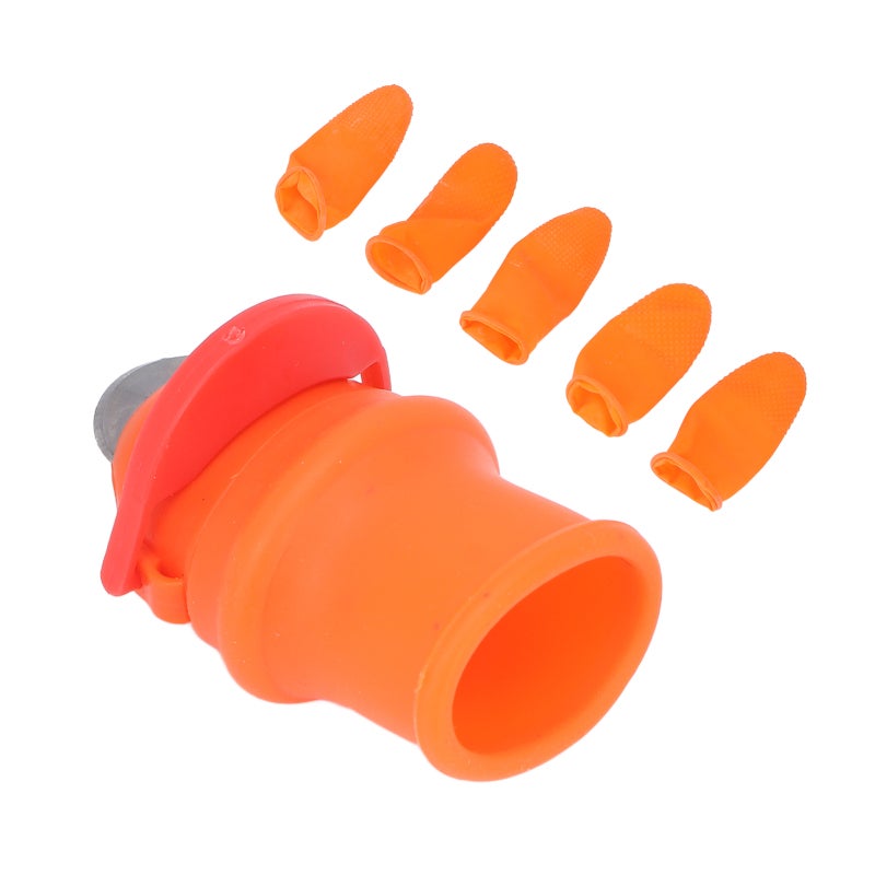 Stainless Steel Thumb Knife Set 1 Silicone Knife 5 Elastic Finger Sleeves - Durable Easy Clean Thumb Knife For Home Garden Fruit Vegetable Harvesting - Image 3