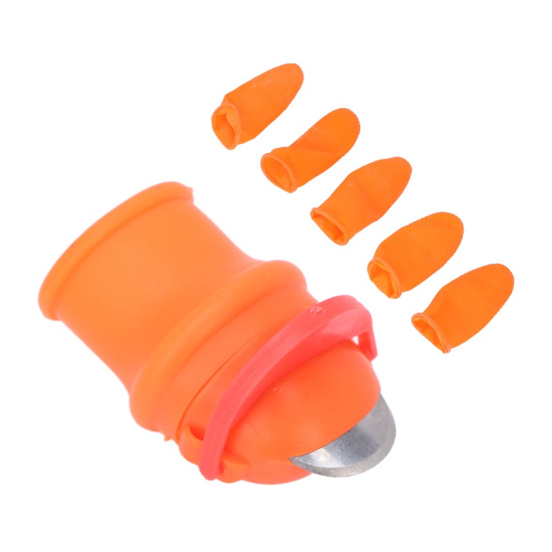 Stainless Steel Thumb Knife Set 1 Silicone Knife 5 Elastic Finger Sleeves - Durable Easy Clean Thumb Knife For Home Garden Fruit Vegetable Harvesting - Image 4