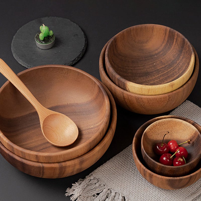 Japanese Style Rice Bowl Wood Noodle Bowl Wood Fruits Salad Bowl for Home - Image 4