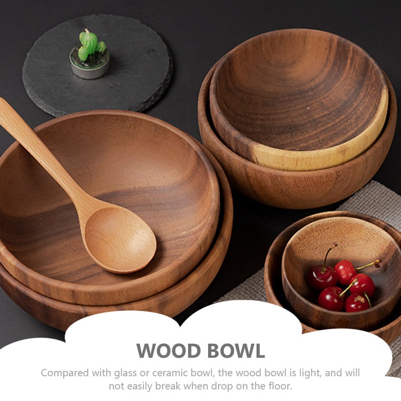 Japanese Style Rice Bowl Wood Noodle Bowl Wood Fruits Salad Bowl for Home - Image 5