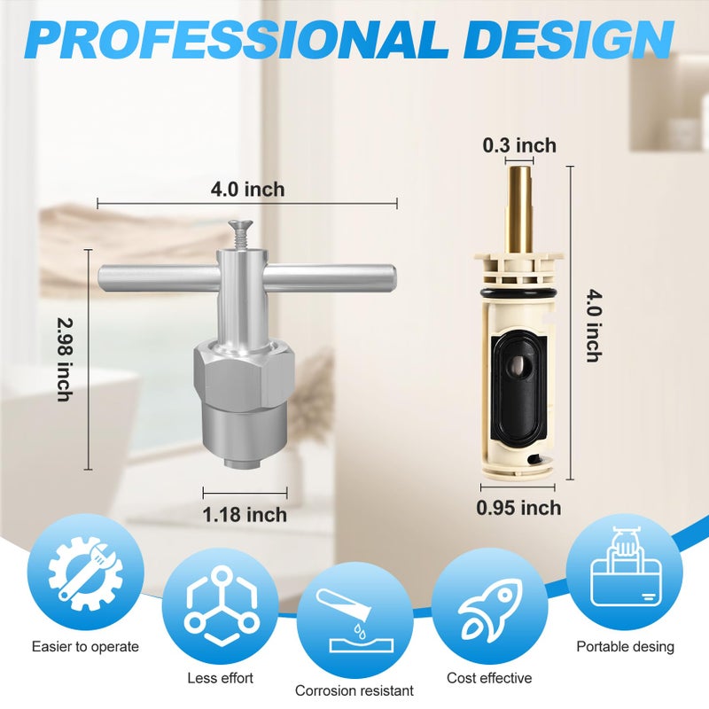 KlenzMate Upgrade 1222 Cartridge Kit for Moen 1222 Replacement Cartridge with Removal Tool 104421, 116653 Shower Handle Adapter Kit, Tub and Shower Faucet Cartridge Remover For Moen Posi Temp Shower Repair - Image 2