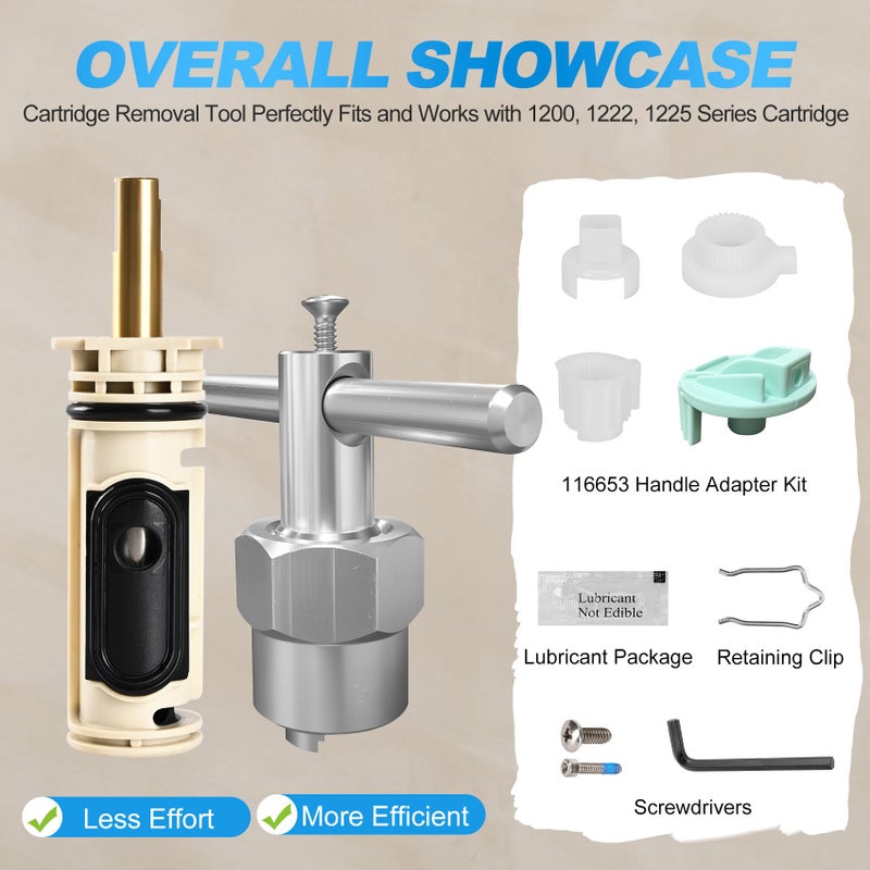 KlenzMate Upgrade 1222 Cartridge Kit for Moen 1222 Replacement Cartridge with Removal Tool 104421, 116653 Shower Handle Adapter Kit, Tub and Shower Faucet Cartridge Remover For Moen Posi Temp Shower Repair - Image 3