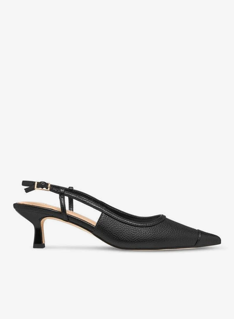 Paprika Women's Pointed Shoes with Kitten Heels and Buckle Closure