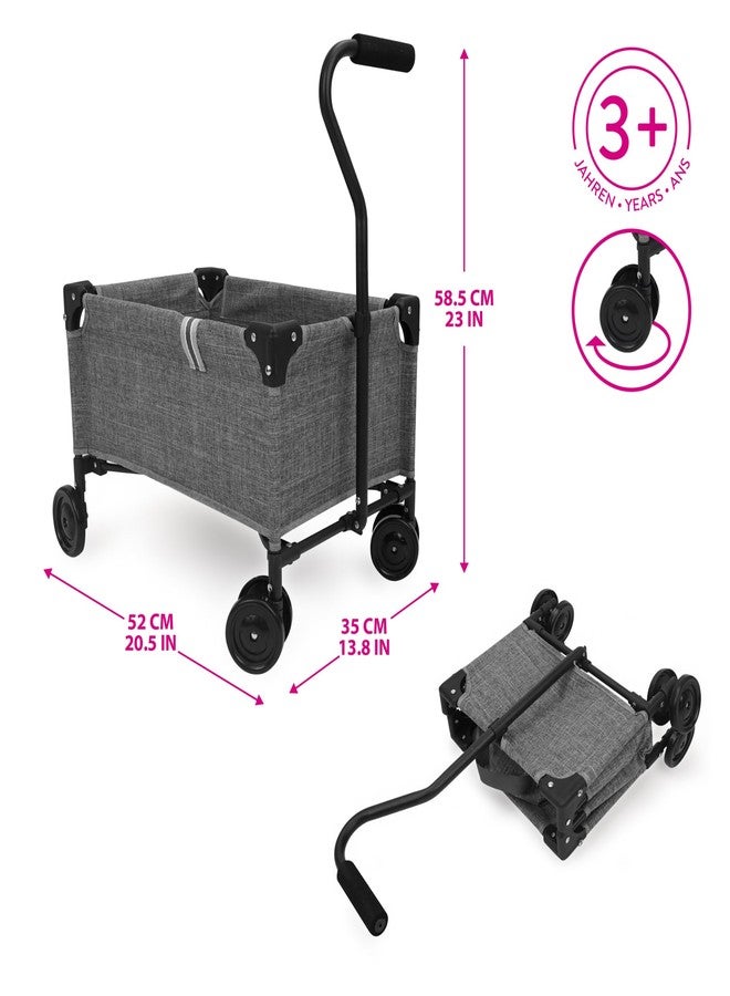 509 Crew: Little Wagon - Melange Grey - Folding Pull-Along Cart, Adjustable Handle, Canvas-Metal Frame, Transport Toys-Dolls-Stuffed Animals, Kid 3+ - Image 2