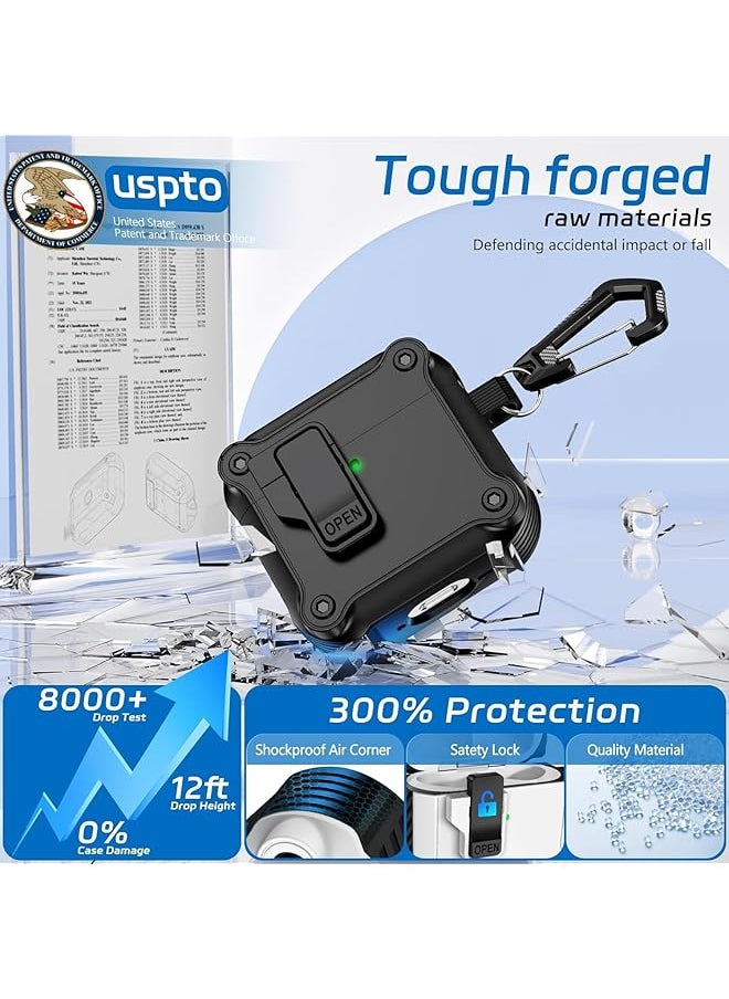 erorex - Clear Case For Airpods 4 Airpods 4Th Generation 2024 With Keychain Secure Lock Case Cover Front Led Visible Powerful Drop Protection Black - Image 1