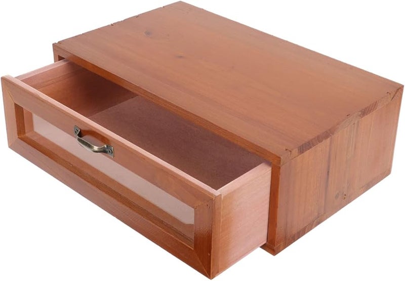 Wooden Desktop Organizer Drawer Storage Box with Elevated Makeup Compartment - Image 1
