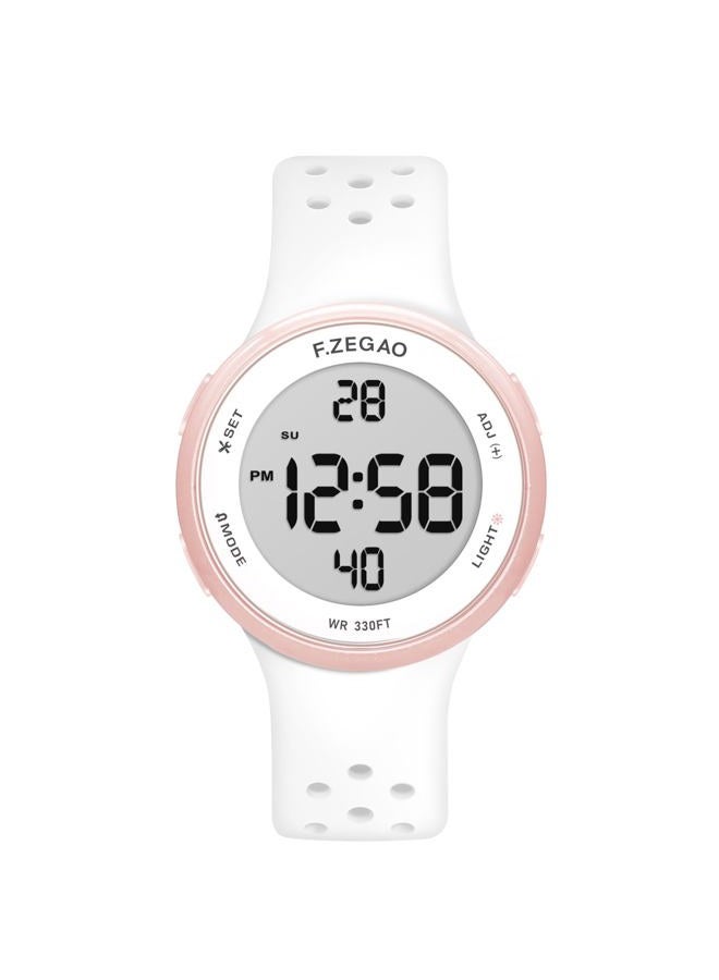 F.ZEGAO Digital Watch for Womens, 100M Waterproof Watches for Swimming, Outdoor Sports Watches Silicone Strap Multifunction Alarm Countdown Stopwatch Dual-Time Luminous Display - Image 1