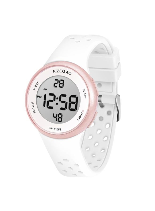 F.ZEGAO Digital Watch for Womens, 100M Waterproof Watches for Swimming, Outdoor Sports Watches Silicone Strap Multifunction Alarm Countdown Stopwatch Dual-Time Luminous Display - Image 2
