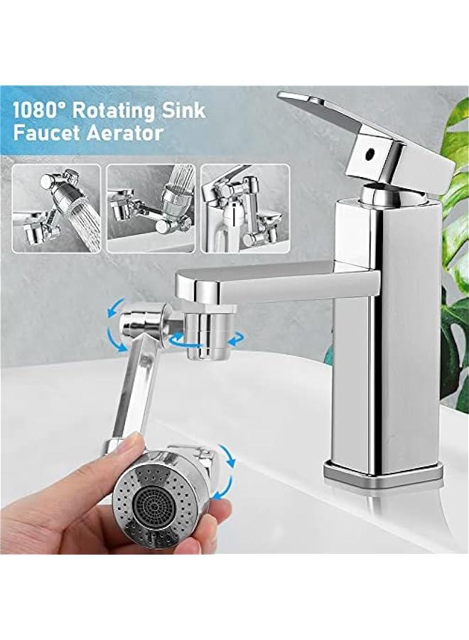 1080° Rotating Faucet Extender Aerator, Universal Splash Filter Faucet with 2 Water Outlet Modes, Big Angle Rotating Splash Filter Faucet Aerator for Kitchen Bath Faucet Parts Replacement  - Image 2