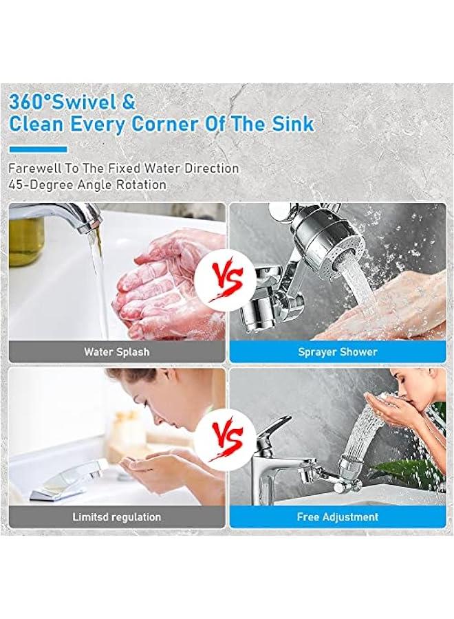 1080° Rotating Faucet Extender Aerator, Universal Splash Filter Faucet with 2 Water Outlet Modes, Big Angle Rotating Splash Filter Faucet Aerator for Kitchen Bath Faucet Parts Replacement  - Image 4