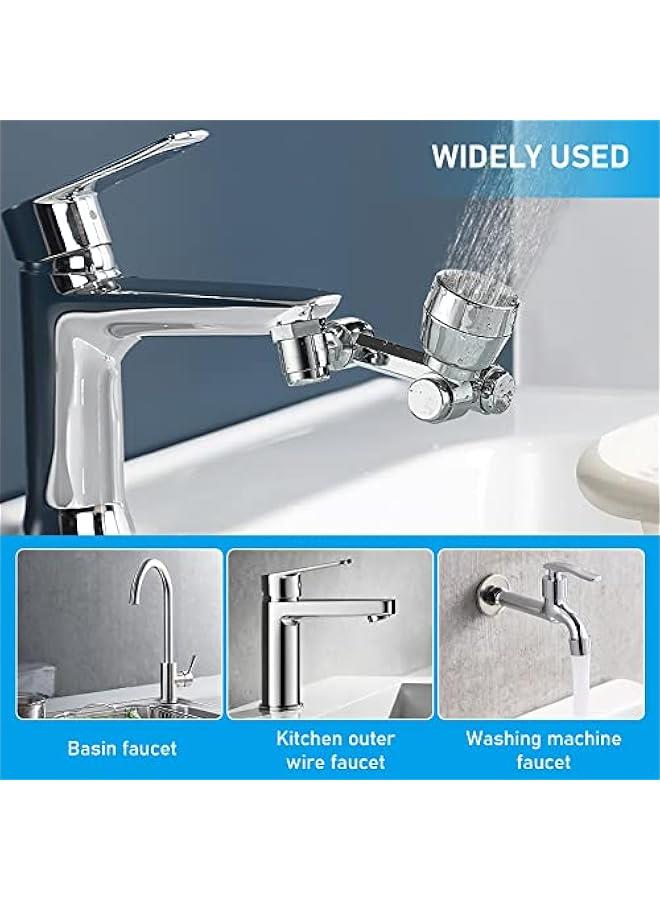 1080° Rotating Faucet Extender Aerator, Universal Splash Filter Faucet with 2 Water Outlet Modes, Big Angle Rotating Splash Filter Faucet Aerator for Kitchen Bath Faucet Parts Replacement  - Image 5