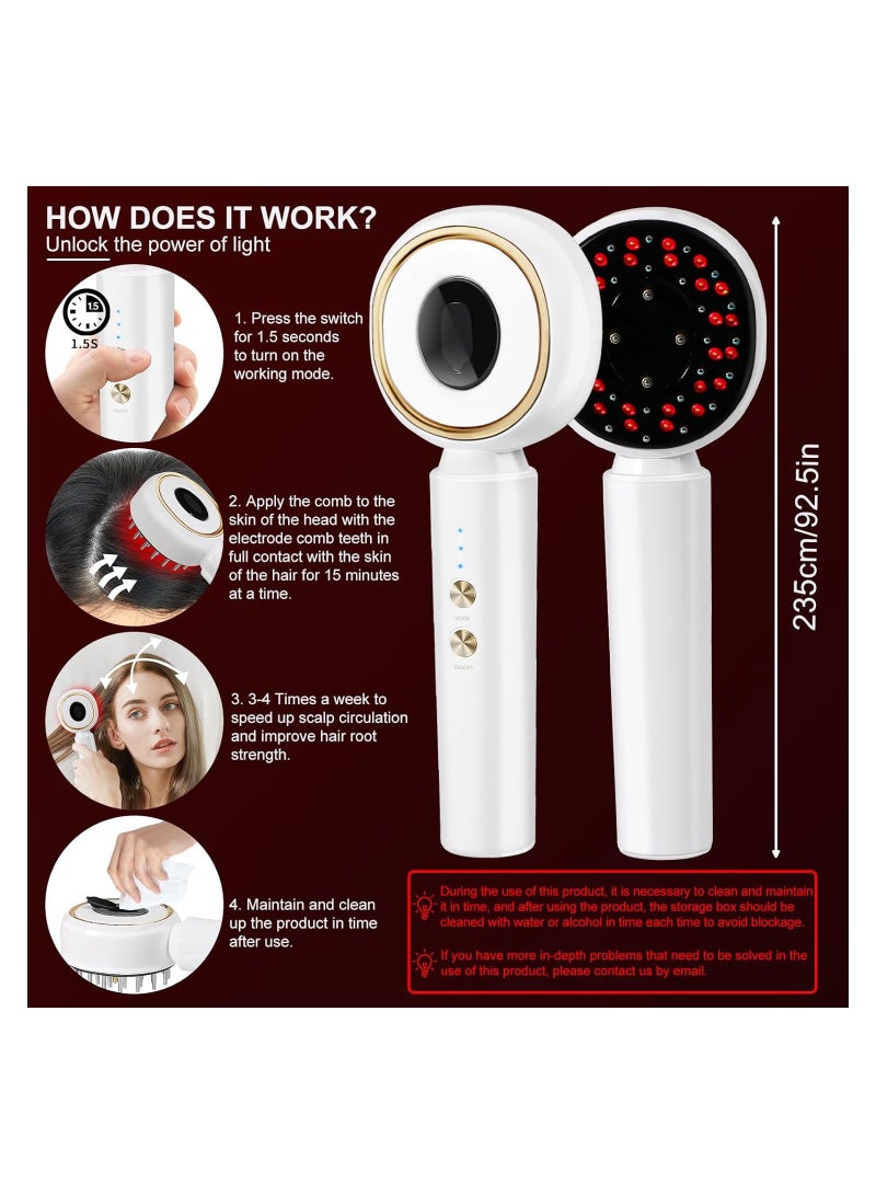 Portable Electric Scalp Massager with Red and Blue Light Therapy, Wireless Handheld Brush for Deep Muscle Relaxation and Head Care at Home. Perfect for Scalp and Hair Wellness. - Image 2