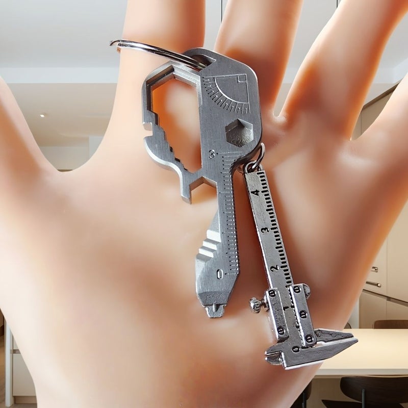 2 Piece Zinc Alloy Keychain Multitool Set Screwdriver Wrench Bottle Opener Caliper - Image 4