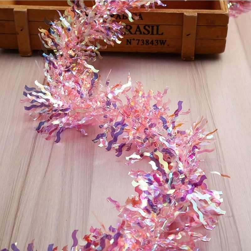 Polychrome Glitter Lace Edge 78.74in Valentine Wedding Baking Decoration Ribbon - Image 1