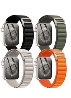 4 Pack Alpine Loop Nylon Band Compatible with Apple Watch Band 42mm 44mm 45mm 49mm Women Men,Adjustable Metal G-Hook Strap for iWatch Ultra Series SE 8/7/6/5/4/3/2/1