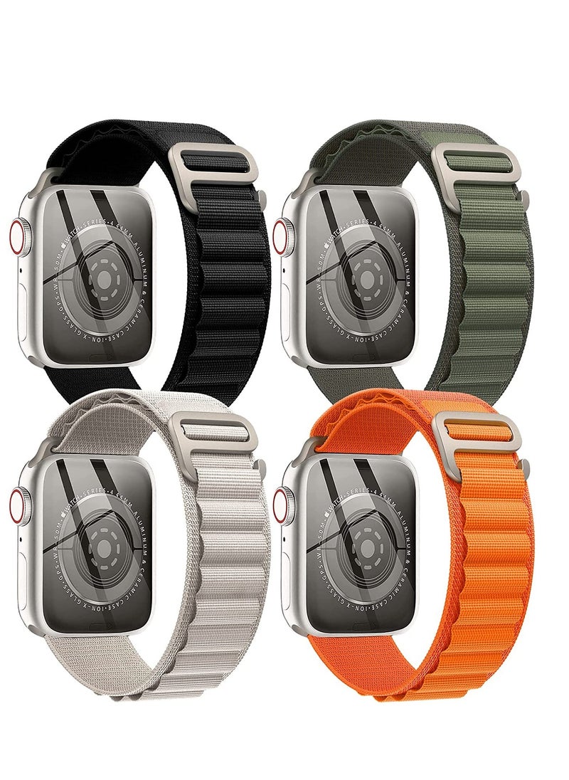 ELTRAZONE - 4 Pack Alpine Loop Nylon Band Compatible with Apple Watch Band 42mm 44mm 45mm 49mm Women Men,Adjustable Metal G-Hook Strap for iWatch Ultra Series SE 8/7/6/5/4/3/2/1 - Image 1