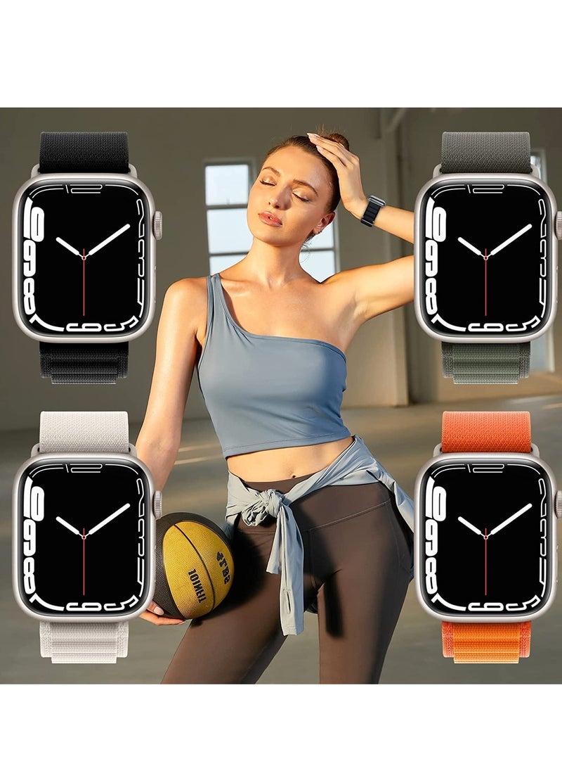 ELTRAZONE - 4 Pack Alpine Loop Nylon Band Compatible with Apple Watch Band 42mm 44mm 45mm 49mm Women Men,Adjustable Metal G-Hook Strap for iWatch Ultra Series SE 8/7/6/5/4/3/2/1 - Image 1