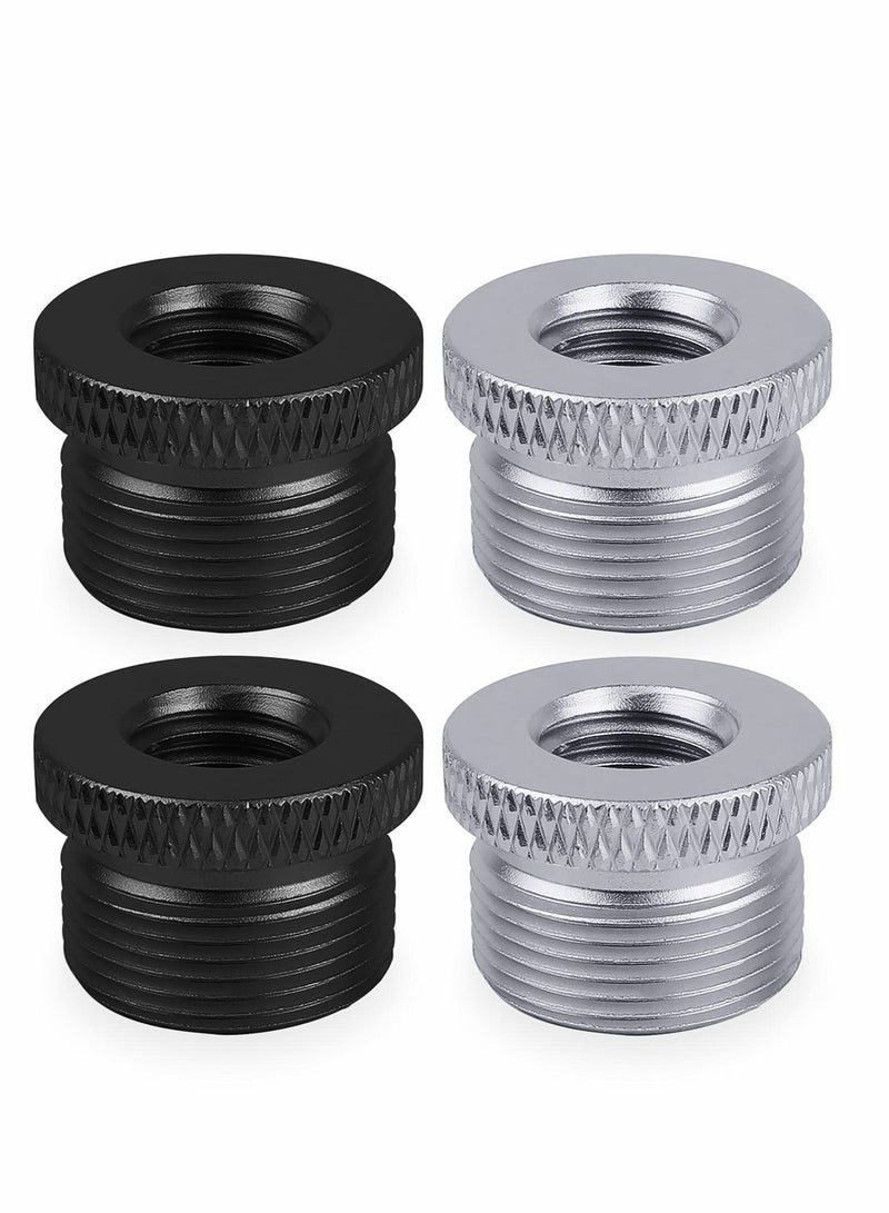 KASTWAVE 4 Pack Screw Thread Adapter, 5/8" Male to 3/8" Female Mic Screw for Blue Yeti/Blue Snowball/Blue Yeti X Microphone Stand Mount for Frgyee (Black & Silver) - Image 1