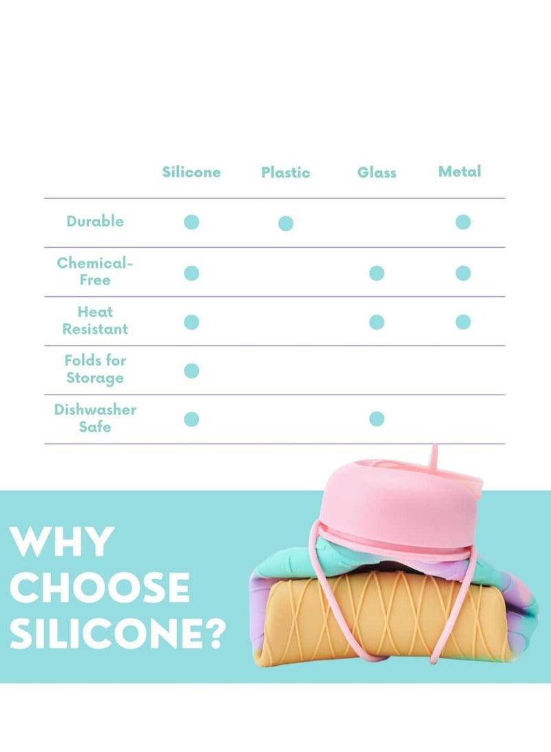 KASTWAVE Roll Up Travel Kids Water Bottle - Collapsable and Foldable Water Bottle, Silicone Leak-Proof Water Bottle for School Camping and Kids, Unique Gift Idea for Girls(500ml ) - Image 5