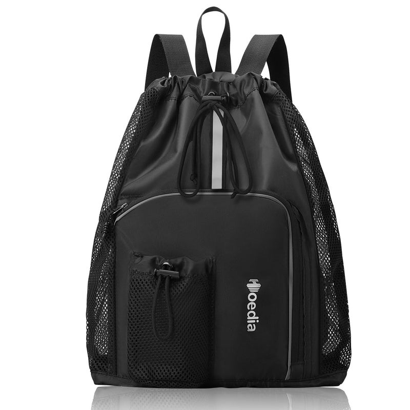 Hoedia Mesh Swim Bag Drawstring Backpack Beach Backpack for Swimming Pool Gym and Workout Gear - Image 2