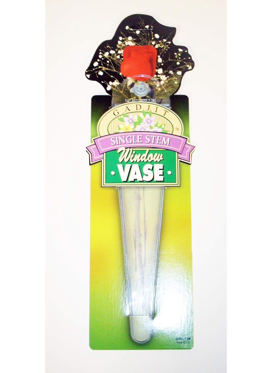 Gadjit Gadjit Vinyl Window Vase Single Stem Style  Suctions to Windows and Mirrors Holds 1 stem Greenery and Water Clear Flexible Vinyl  - Image 2