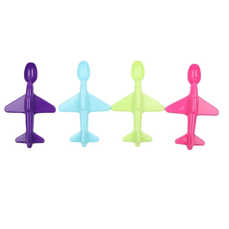4pcs Creative Home Plastic Mini Airplane Spoon Shaped Children's Airplane Spoon, Eco-friendly PP Material Soup Spoon - Image 3