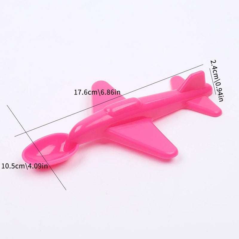 4pcs Creative Home Plastic Mini Airplane Spoon Shaped Children's Airplane Spoon, Eco-friendly PP Material Soup Spoon - Image 4
