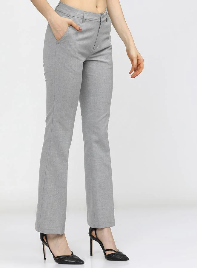 Tokyo Talkies Tokyo Talkies Straight Fit Mid Rise Trousers with Belt Loop