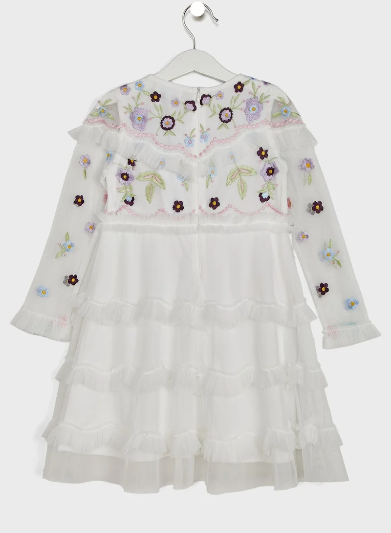 Amelia Rose Youth Embroidered Long Sleeve Dress
