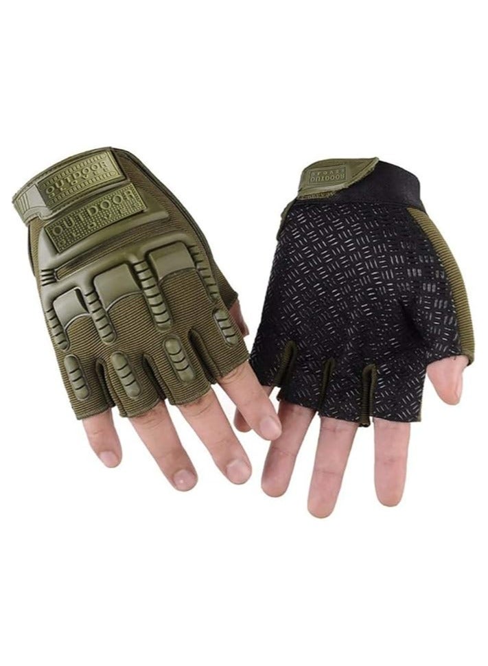SPORT India Anti Skid Glove for Sports, Hiking, Cycling, Travelling, Camping, Outdoor, Motorcycle Riding Fingerless Half Finger Work Outdoor Gloves (Free Size) - Image 1