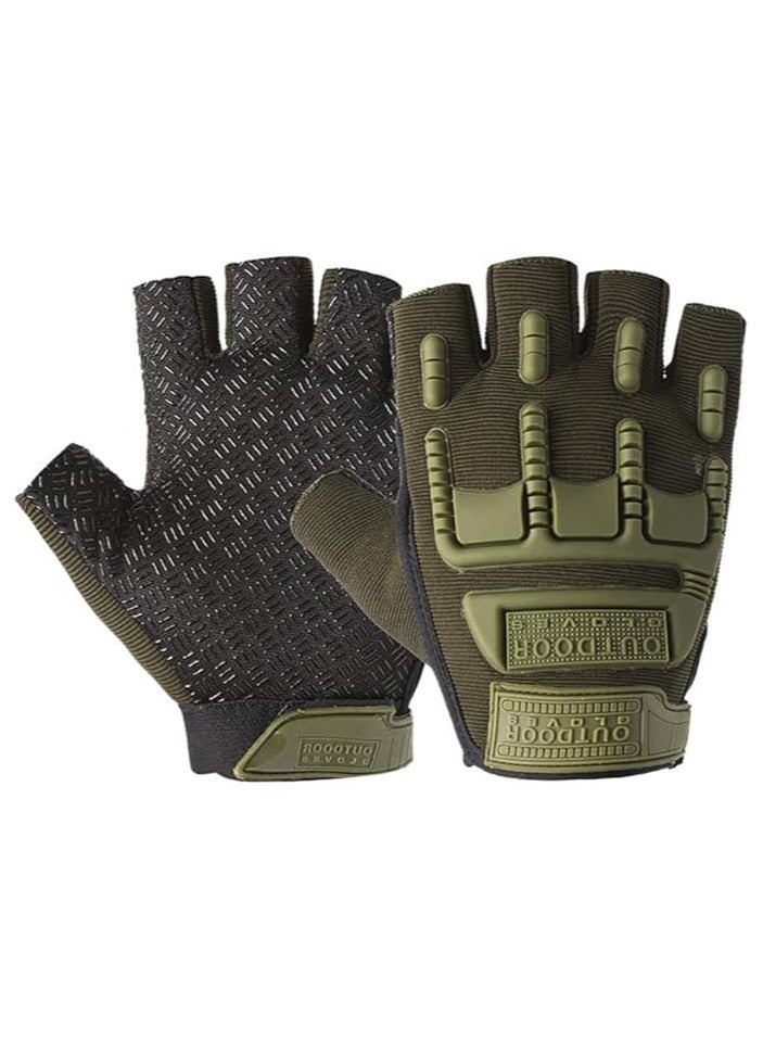 SPORT India Anti Skid Glove for Sports, Hiking, Cycling, Travelling, Camping, Outdoor, Motorcycle Riding Fingerless Half Finger Work Outdoor Gloves (Free Size) - Image 2