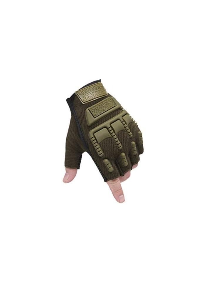 SPORT India Anti Skid Glove for Sports, Hiking, Cycling, Travelling, Camping, Outdoor, Motorcycle Riding Fingerless Half Finger Work Outdoor Gloves (Free Size) - Image 3