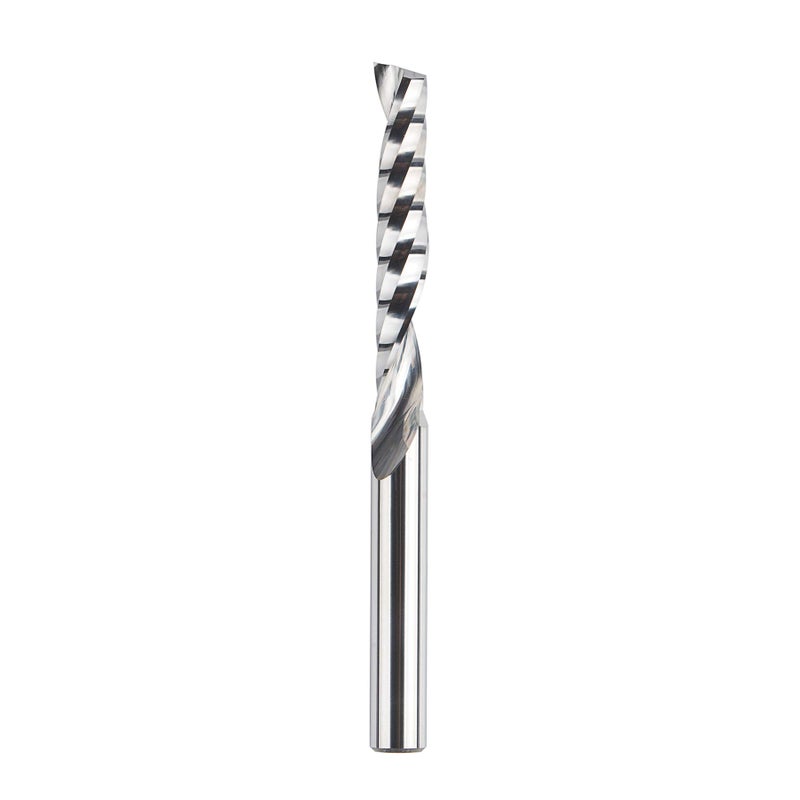 SpeTool Extra Long O Flute Spiral End Mill Carbide Router Bits 1-1/2 inch Cutting Length Single Flute Upcut for Acrylic PVC MDF Aluminum Cutter