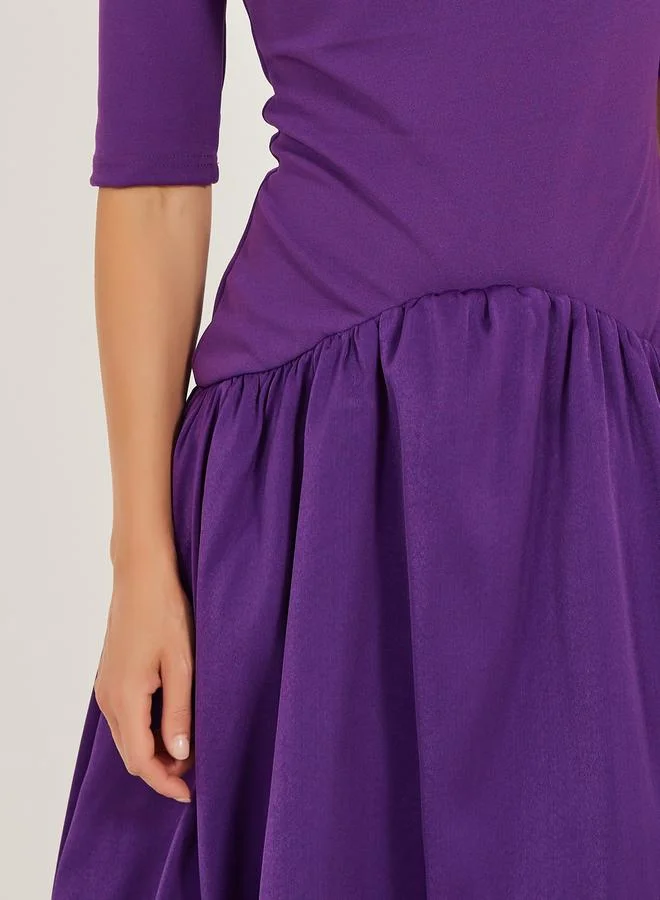 Styli Purple Balloon Hem Dress