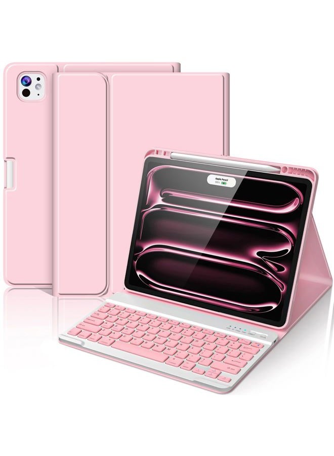 FUWANG Keyboard Case for iPad Pro 13 inch (M5/M4) 2025/2024, Magnetic Detachable Colorful Keys for iPad Pro 13 inch Case with Keyboard, Folio Case for iPad pro 13'' M5/M4 with Pencil Holder - Pink - Image 1