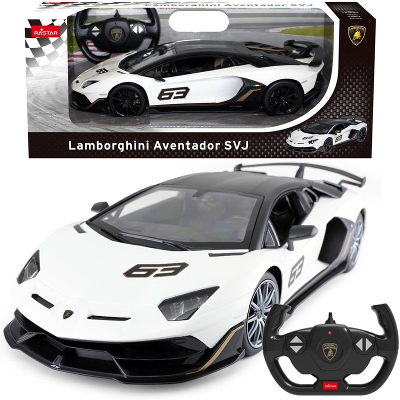 Rastar - Lamborghini Aventador SVJ 1/14 with Remote Control - White - 96010 - Image 1