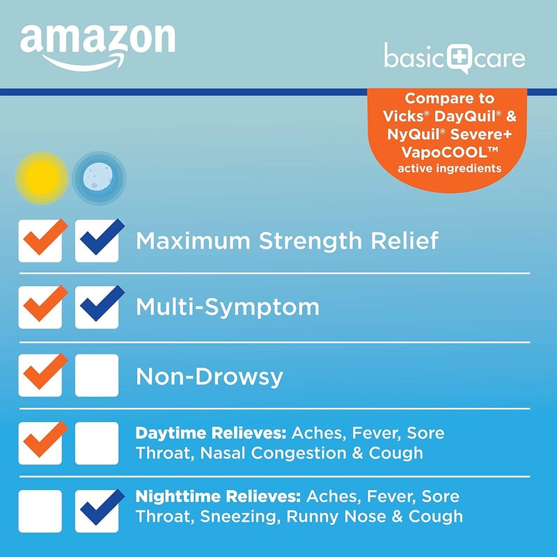 CARE Vapor Ice Daytime and Nighttime Severe Cold and Flu Coated Caplets Combo Pack 24 Count - Image 3