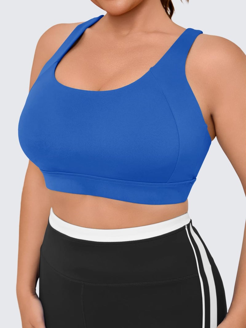 Plus Size Cloud Soft Racerback Sports Bra with Adjustable Straps and Removable Pads - Image 4
